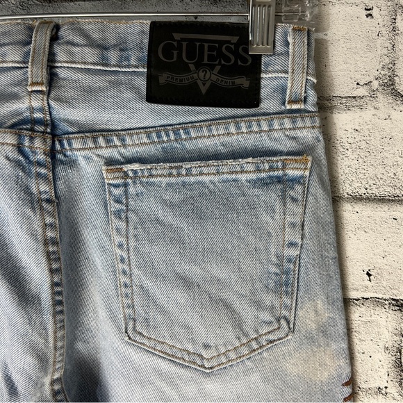 Vintage Guess Y2K Light Wash Metallic Gold Tiger Stripes Straight Leg Jeans - Picture 8 of 11